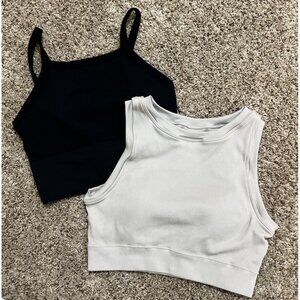 2 ~ PRO-FIT Women's Sports Bra Black & Tan ~ Size M